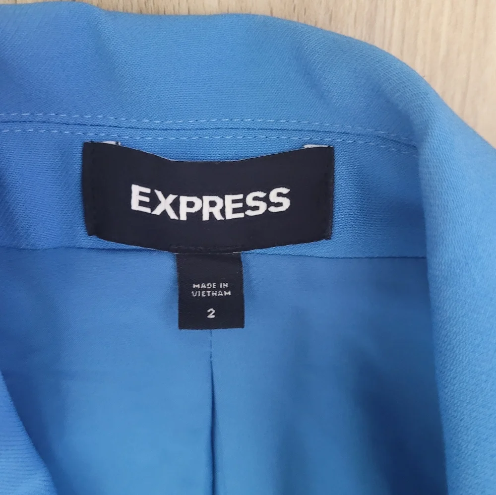 Express Double Breasted Hourglass Blazer Blue Tailored Blazer Size 2 - Picture 5 of 7